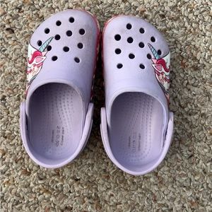 Unicorn crocs little girls size 8c
